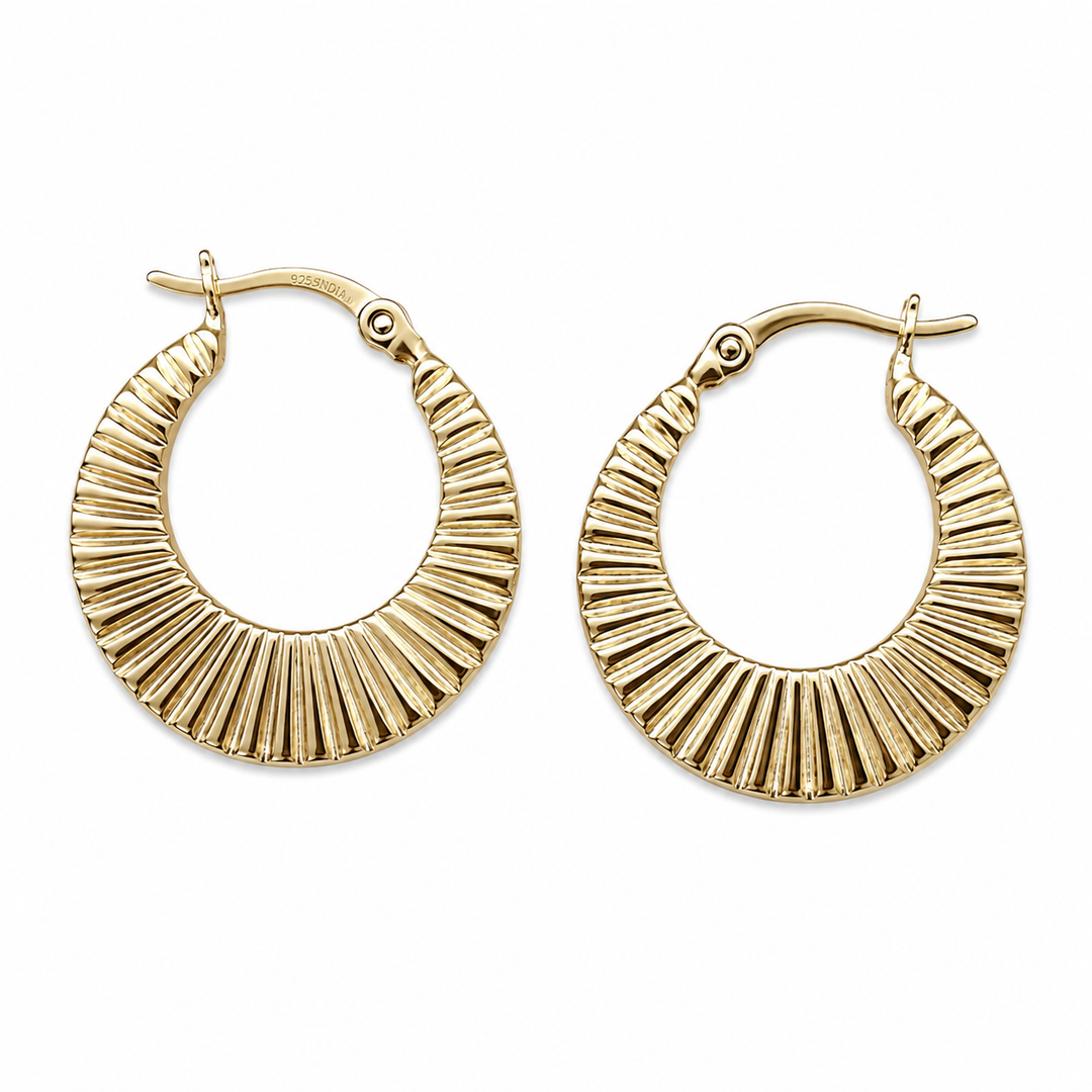 Boucles d'oreilles créoles en argent avec motif de rayons (20 mm) 