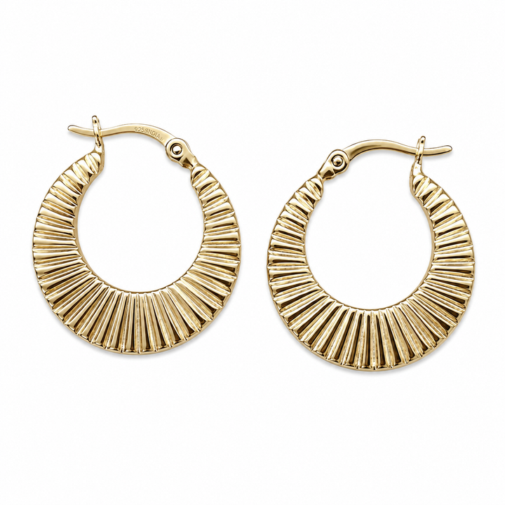 Boucles d'oreilles créoles en argent avec motif de rayons (20 mm) 