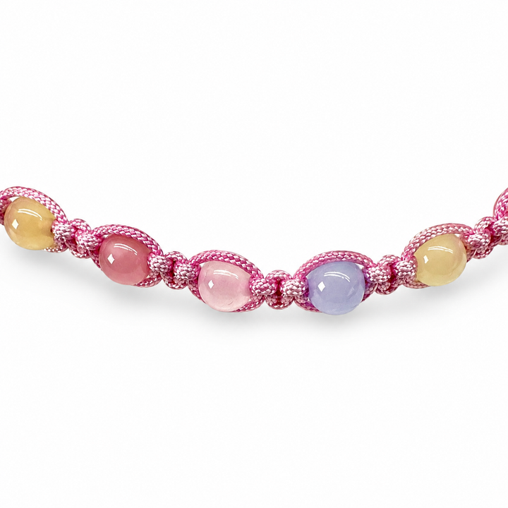 Geflochtenes rosa Beryll Fusskettchen