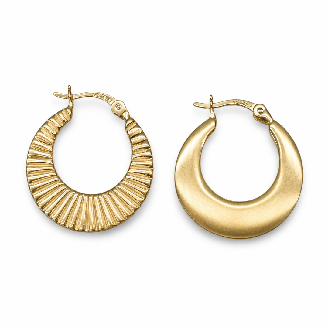 Boucles d'oreilles créoles en argent avec motif de rayons (20 mm) 