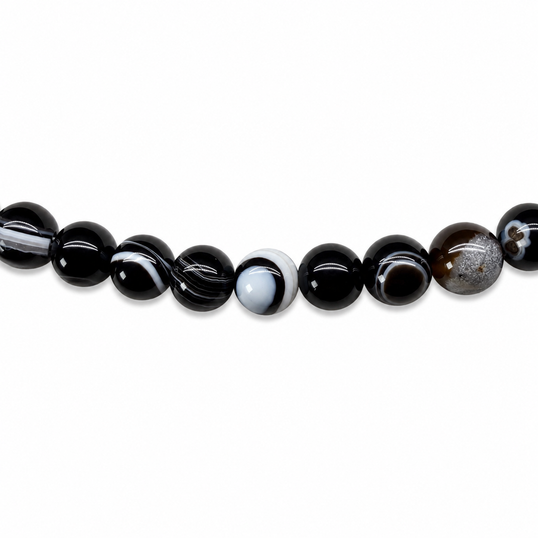 Collana in agata nera a bande