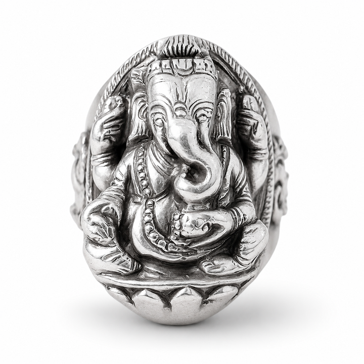 Imposanter Ganesha-Ring aus Silber