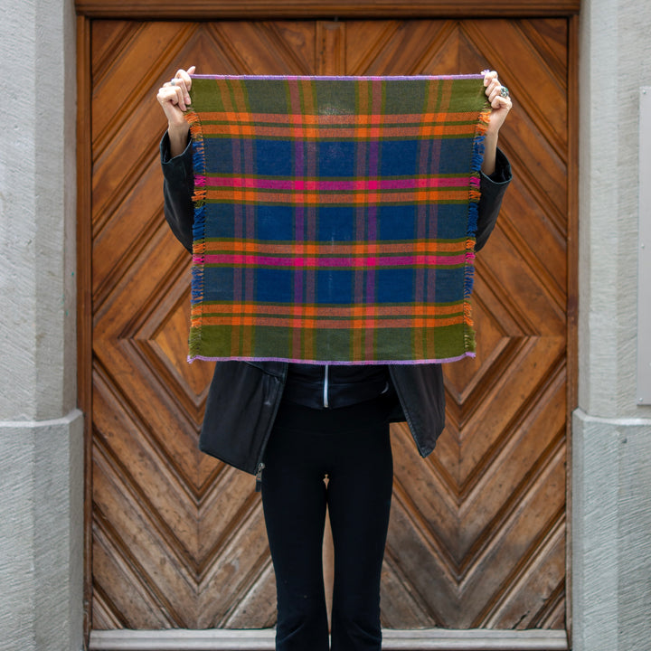 Foulard en cachemire « Kongpo » - Bleu nuit et olive
