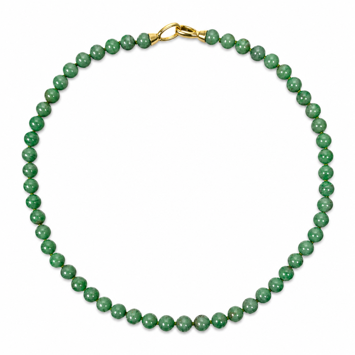 Edle Halskette aus Burma-Jade - handgeknüpft
