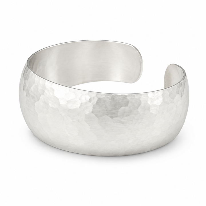 Bracciale curvo in argento, liscio o martellato