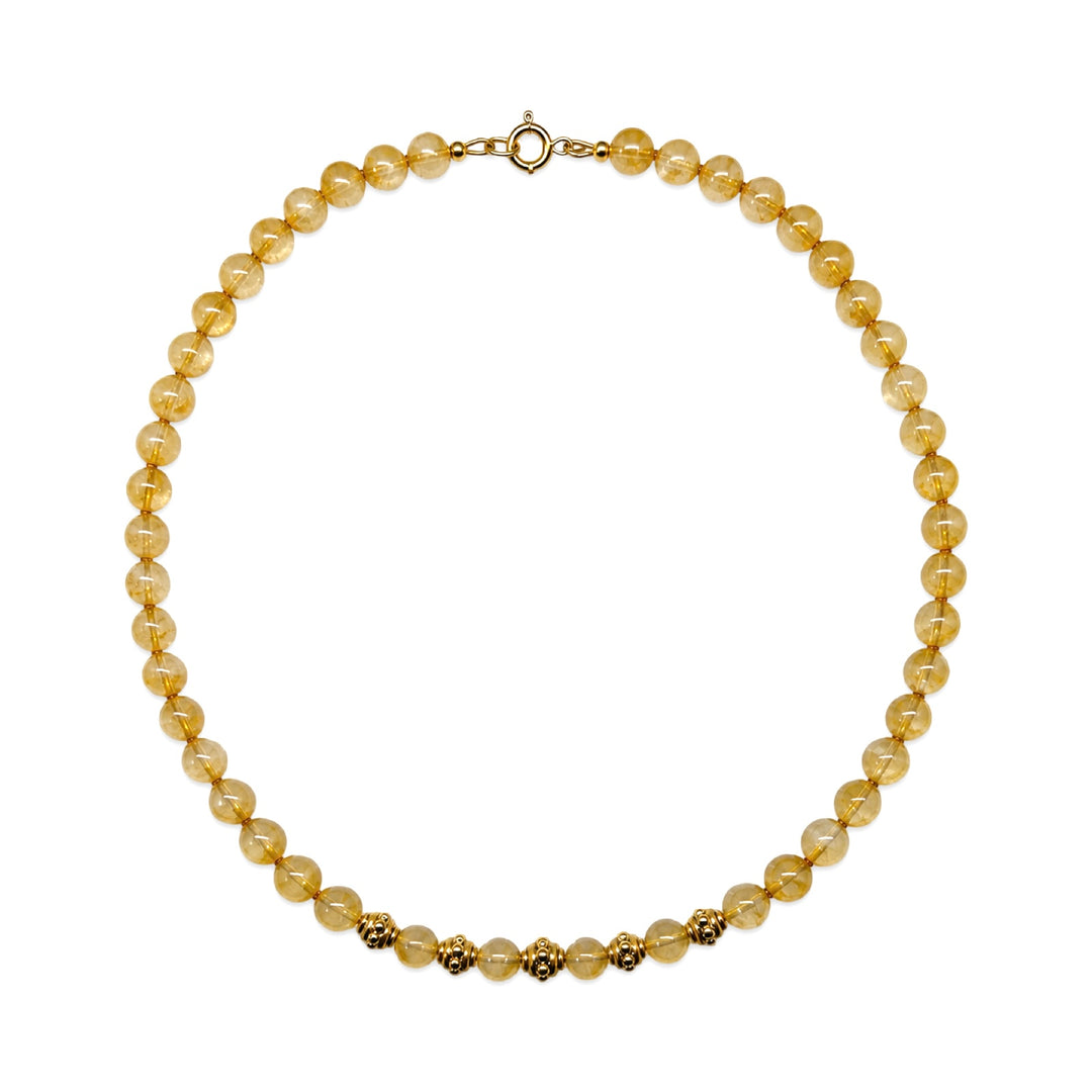 Citrin-Kette mit goldenen Zierperlen