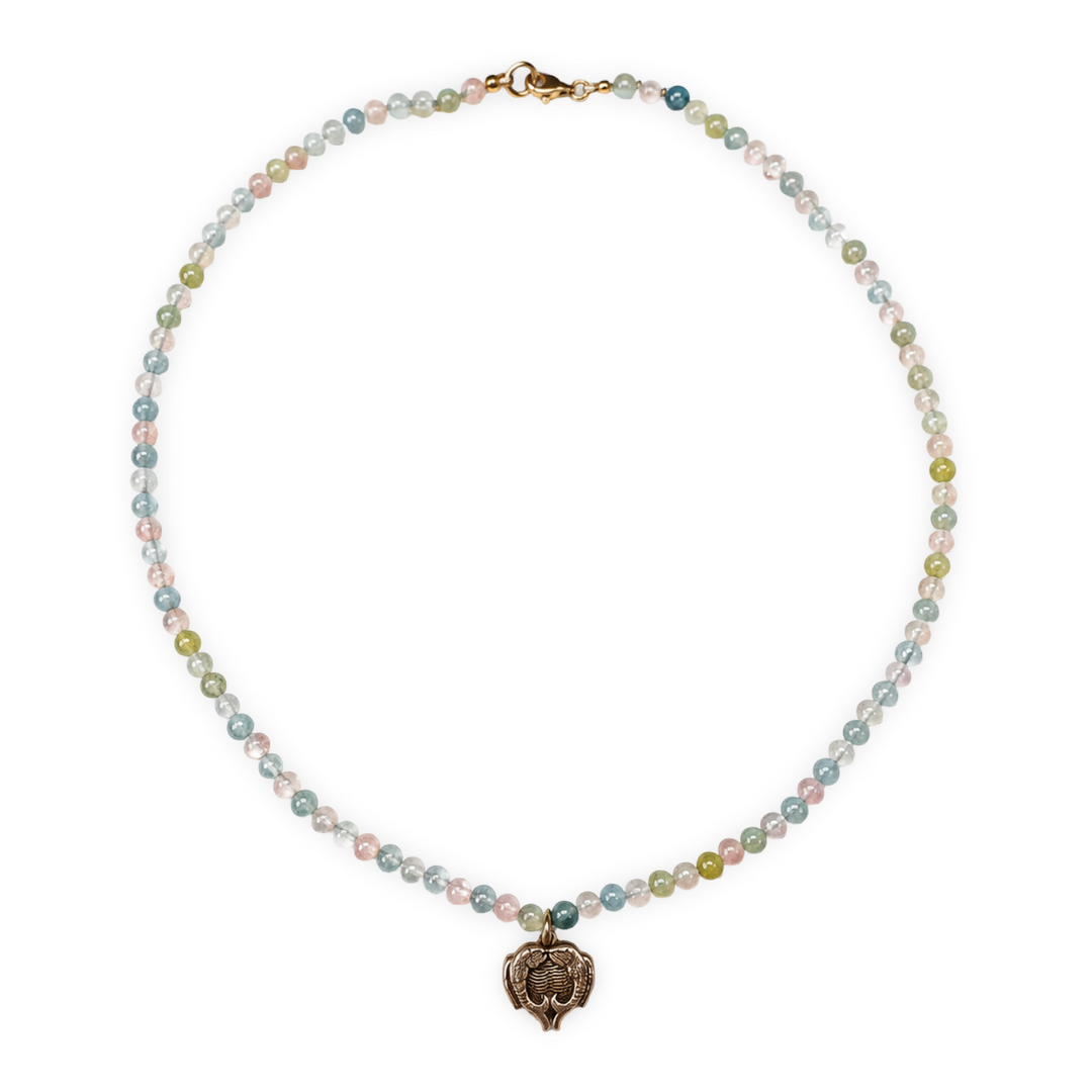 Collier en béryl avec pendentif en argent « Poissons symbole de bonne chance »