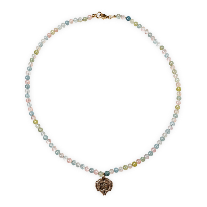 Collier en béryl avec pendentif en argent « Poissons symbole de bonne chance »