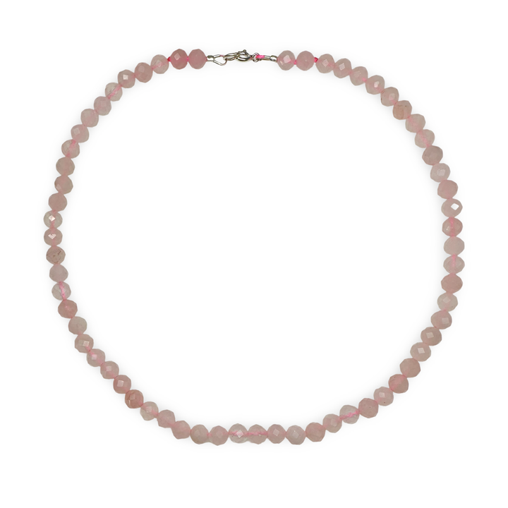 Facettierte Rosenquarz Halskette