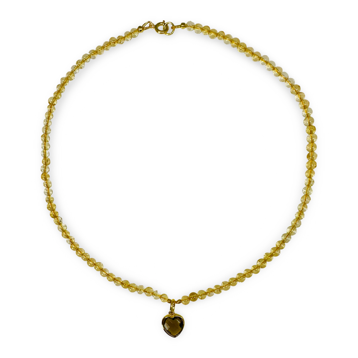 Citrin-Kette mit Rauchquarz-Herz-Anhänger