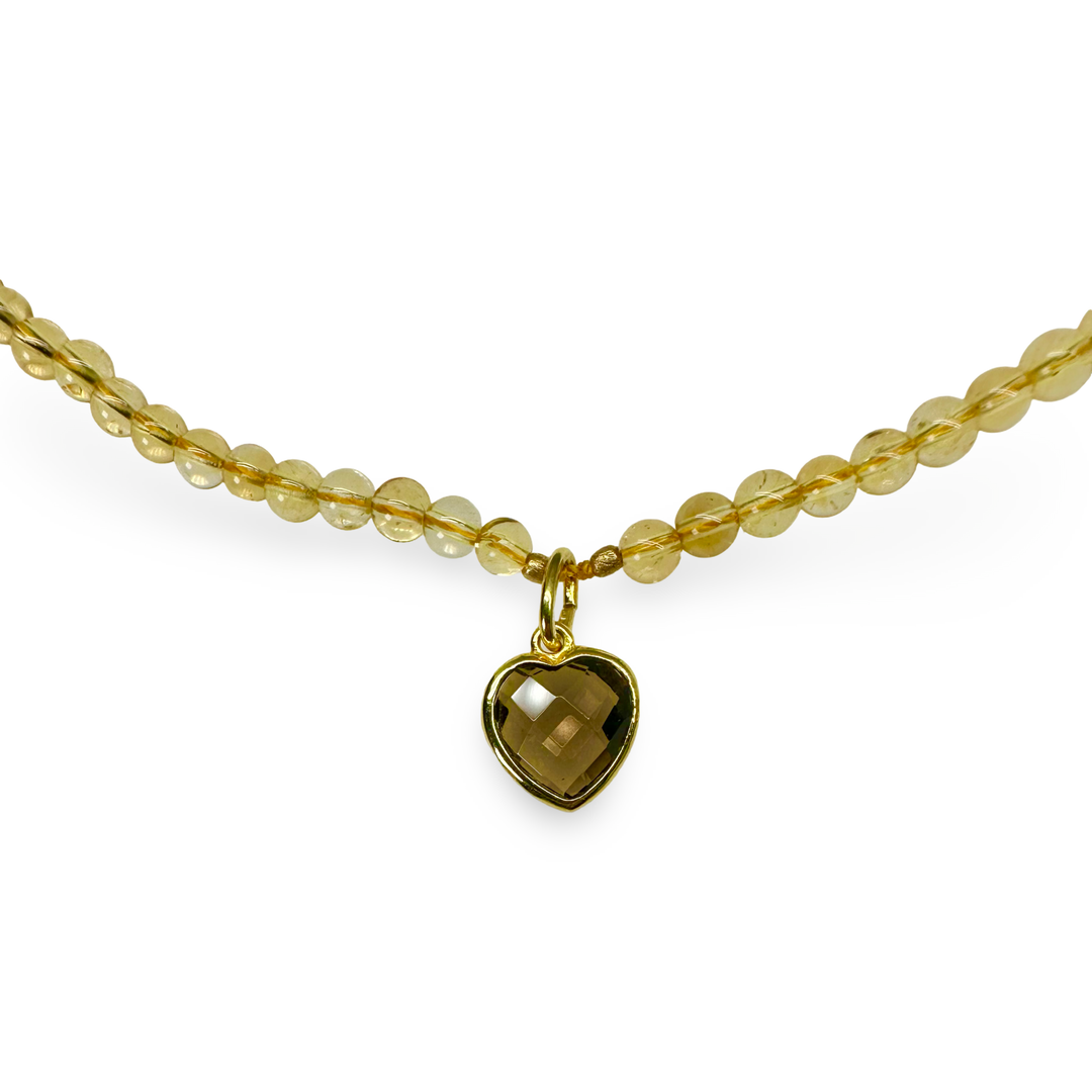 Citrin-Kette mit Rauchquarz-Herz-Anhänger
