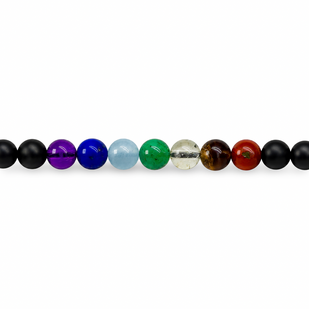 Lebhaftes 7-Chakra-Armband aus Onyx (6 mm)
