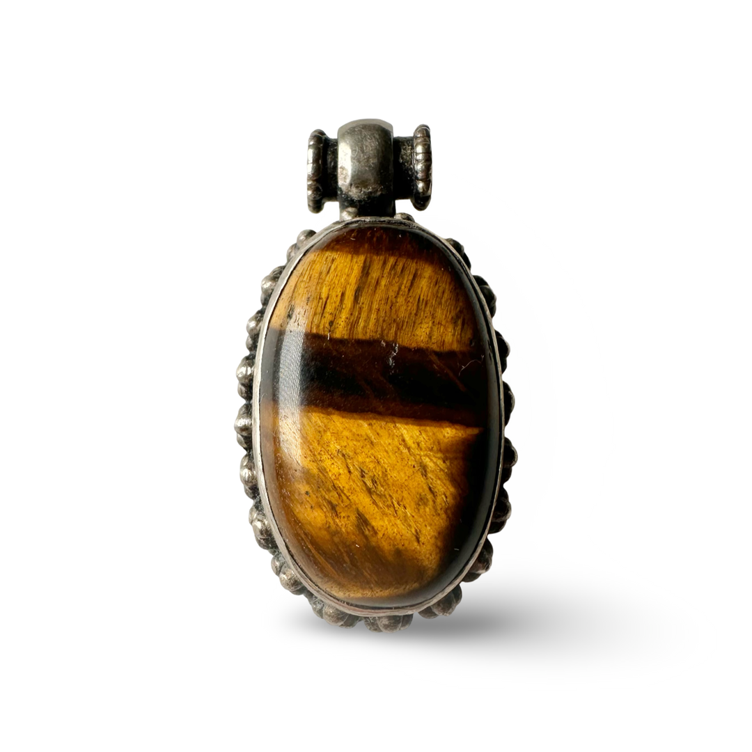 Älterer Tigerauge-Silber-Anhänger