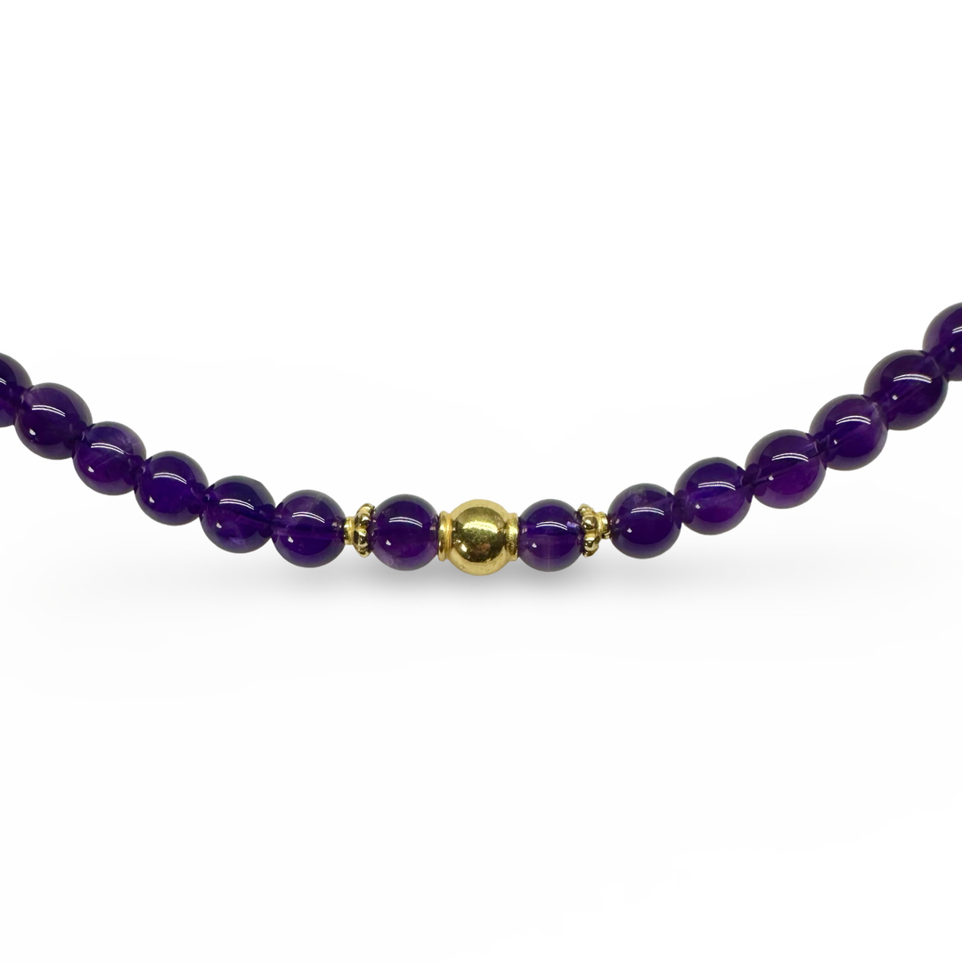Amethyst-Kette mit vergoldeten Silber-Perlen