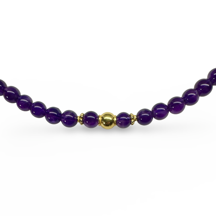 Amethyst-Kette mit vergoldeten Silber-Perlen
