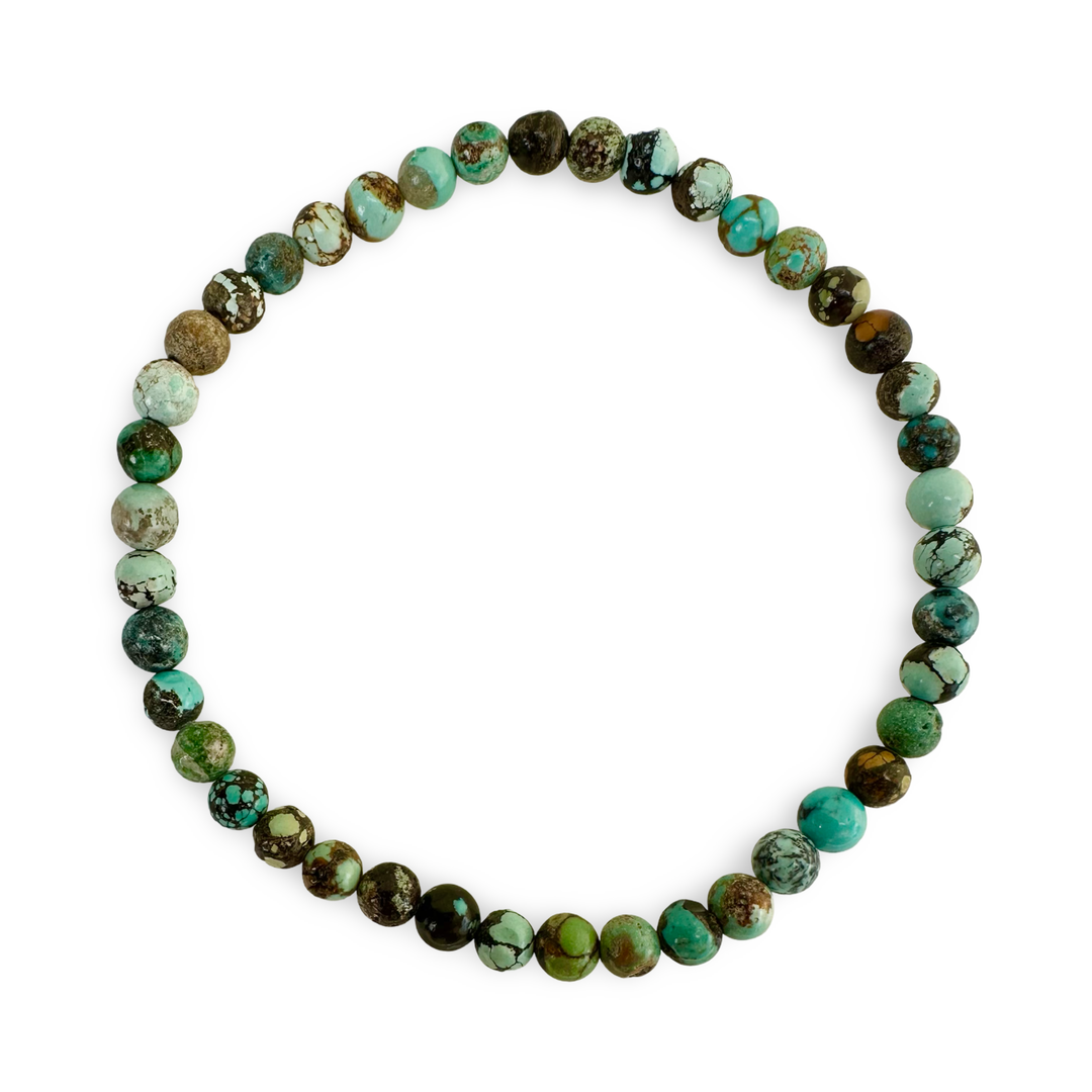 Bracelet Mala avec turquoise tibétaine (Ø 4 mm)