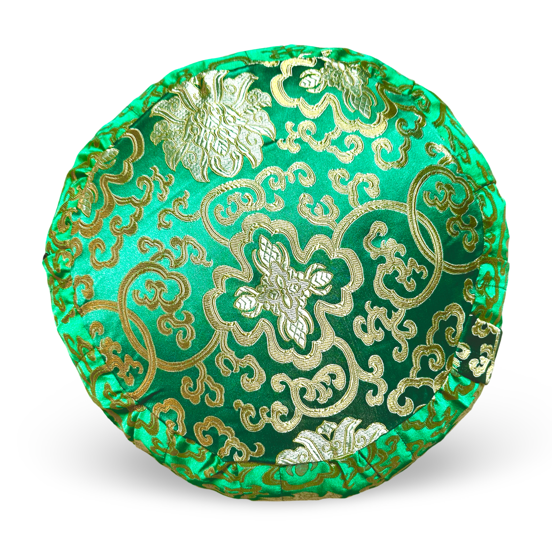 Tibetan brocade meditation cushion with lotus design