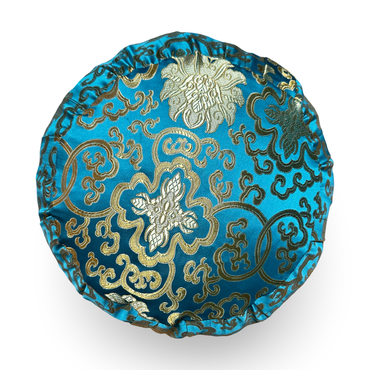 Tibetan brocade meditation cushion with lotus design