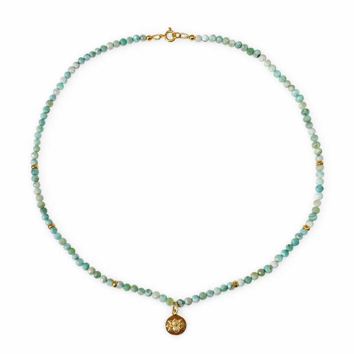 Collier larimar avec pendentif lotus