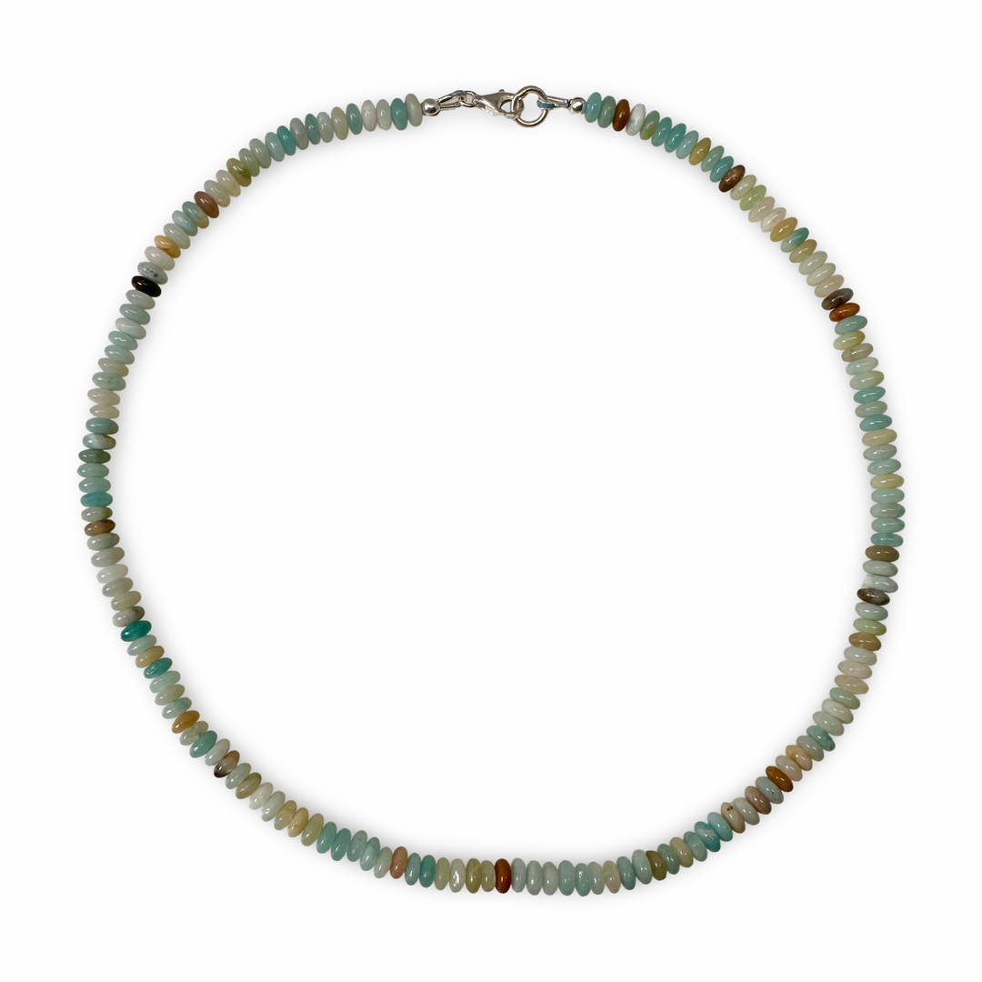 Collier en amazonite aux teintes pastel variées