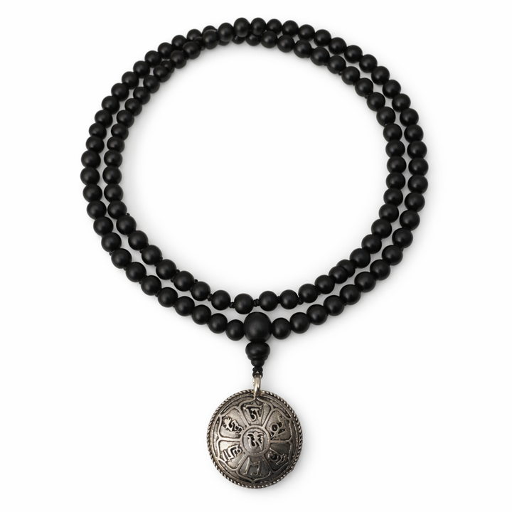 Mala in palissandro con pendente mantra 