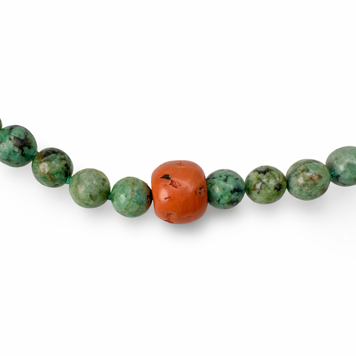 Tibetan turquoise necklace with old coral