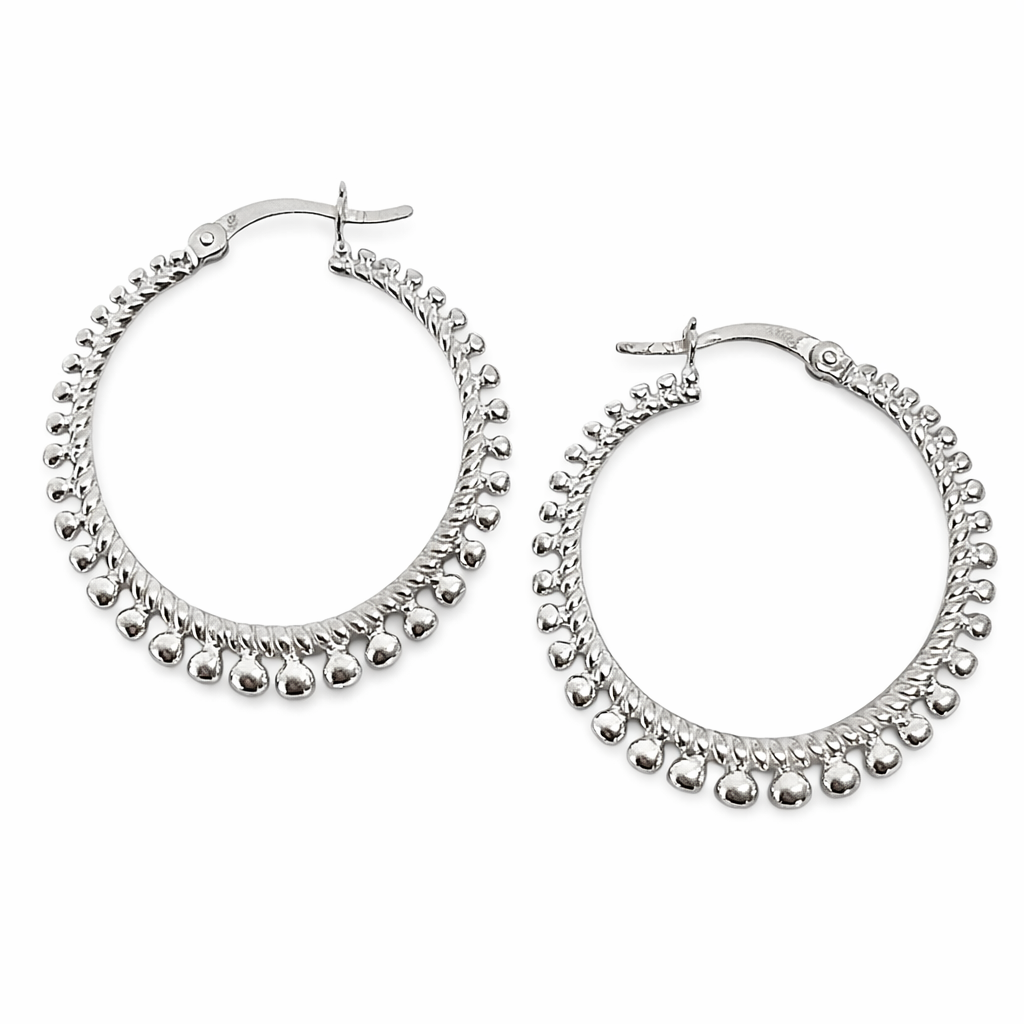 Creoles with silver ball studs