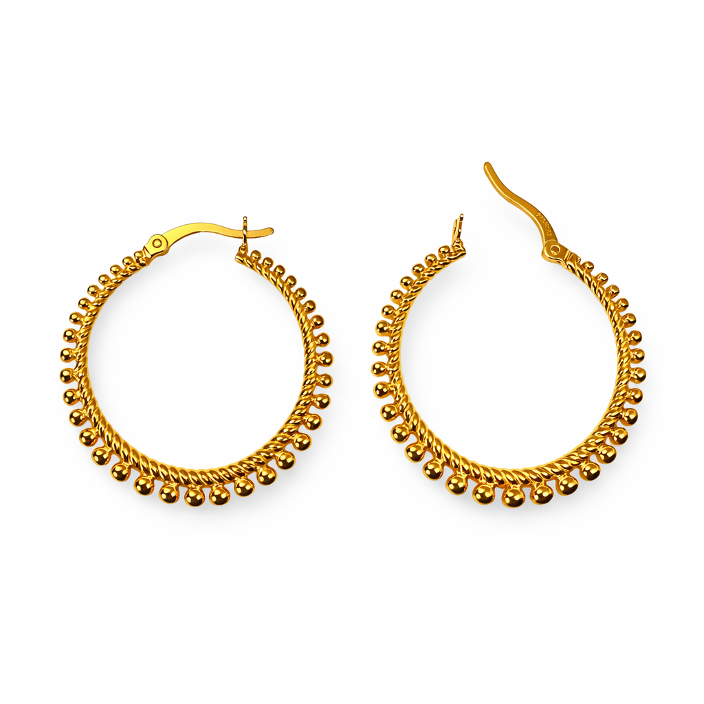 Créoles à décor de perles, argentées ou dorées, Ø 30 mm