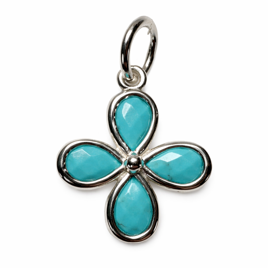 Turquoise pendant, silver or gold-plated silver
