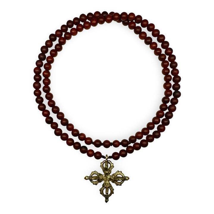 Rosenholz-Mala mit Doppel-Vajra