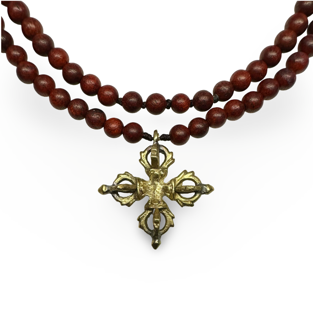 Rosenholz-Mala mit Doppel-Vajra