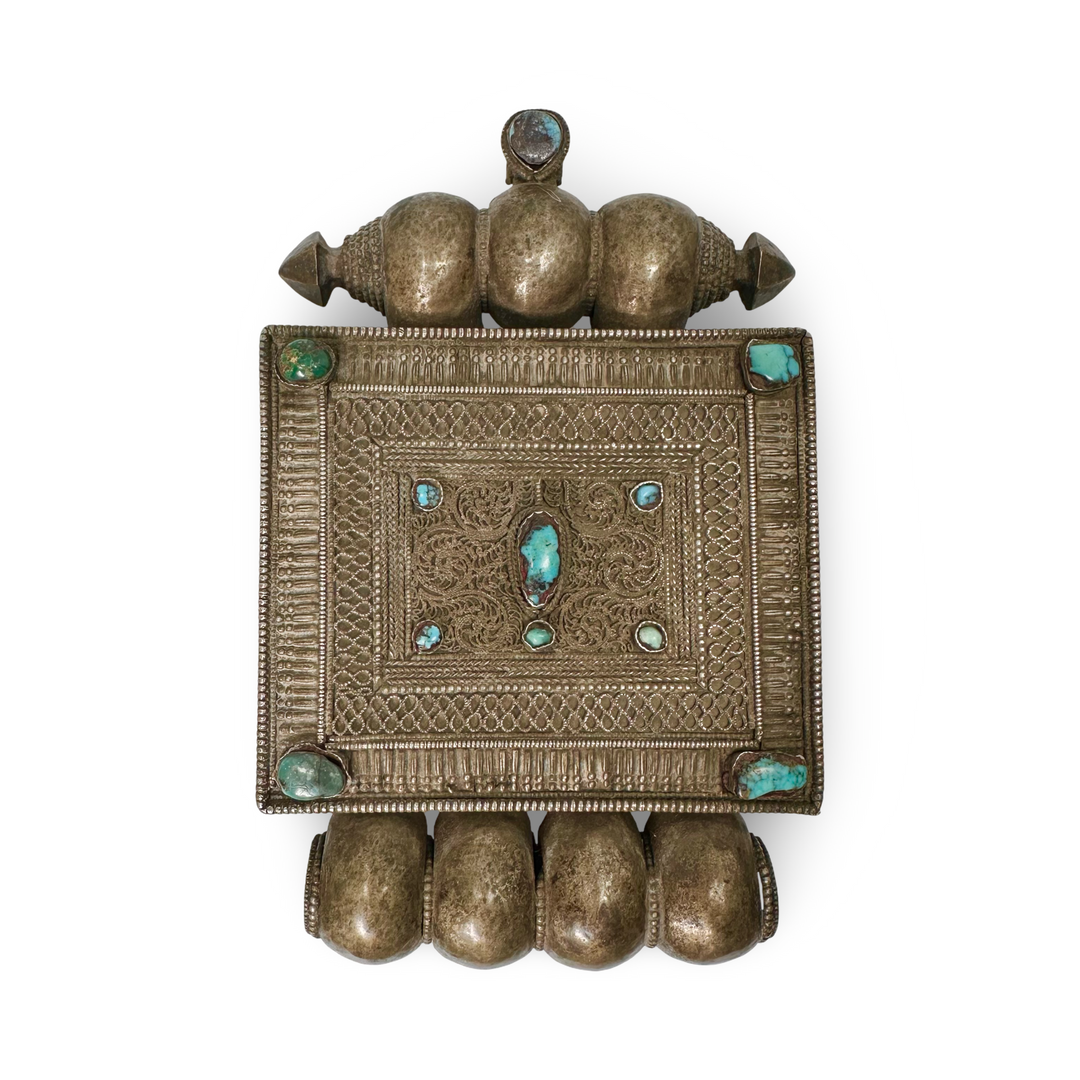 Grande “Ghau” tibetano in argento con turchese