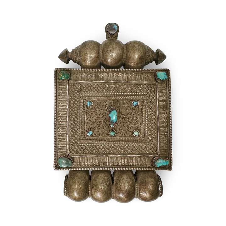 Grande “Ghau” tibetano in argento con turchese