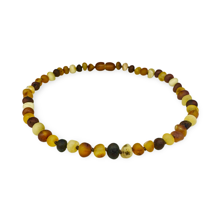 Collier bébé en ambre coloré mat