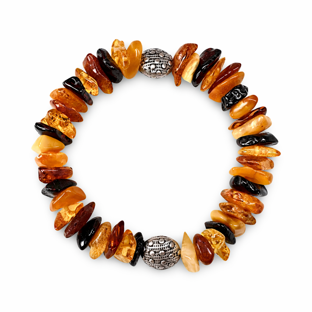 Bernstein Armband mit traditionellen Silberperlen