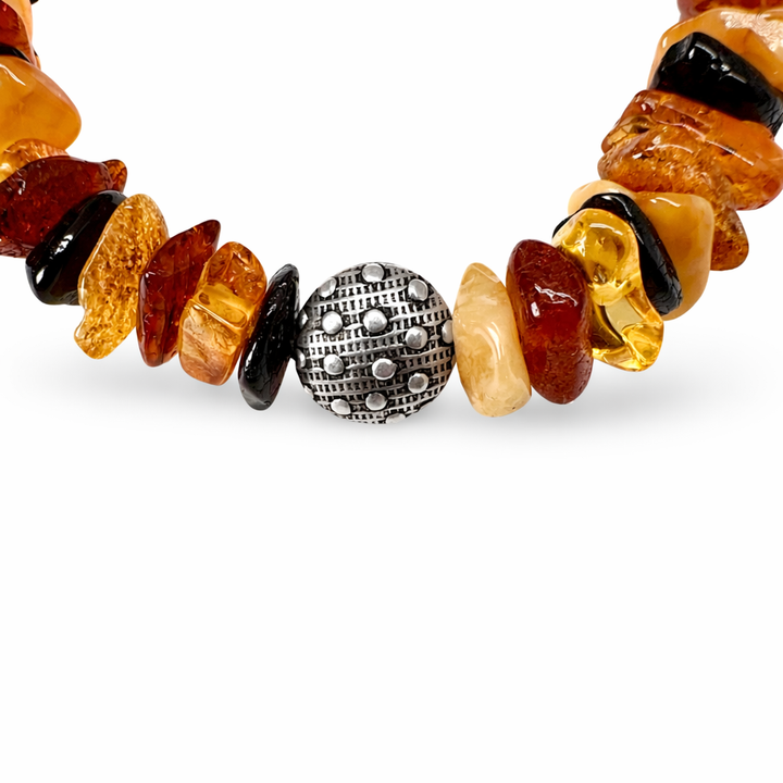 Bernstein Armband mit traditionellen Silberperlen