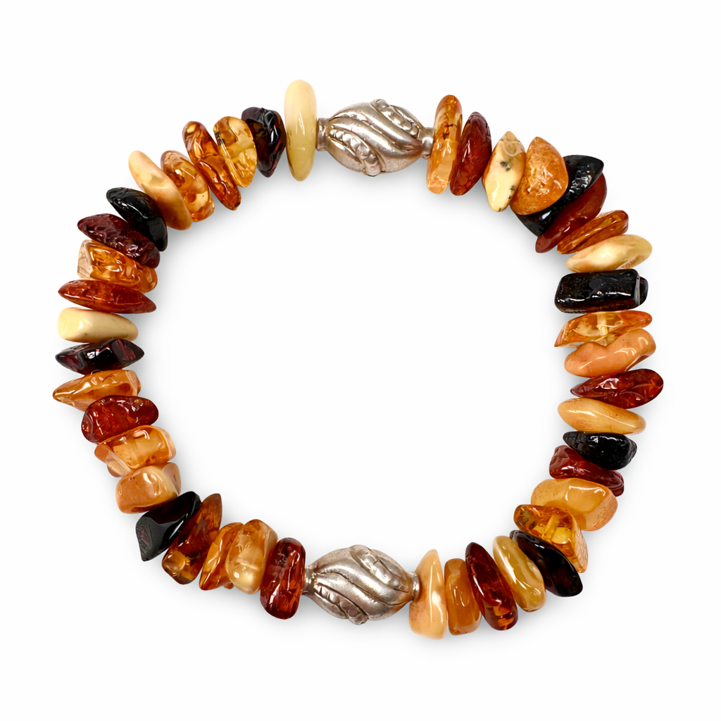 Bernstein Armband mit traditionellen Silberperlen