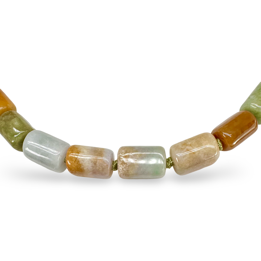 Collana distintiva di perle di serpentino a forma di tamburo - Pezzo unico!