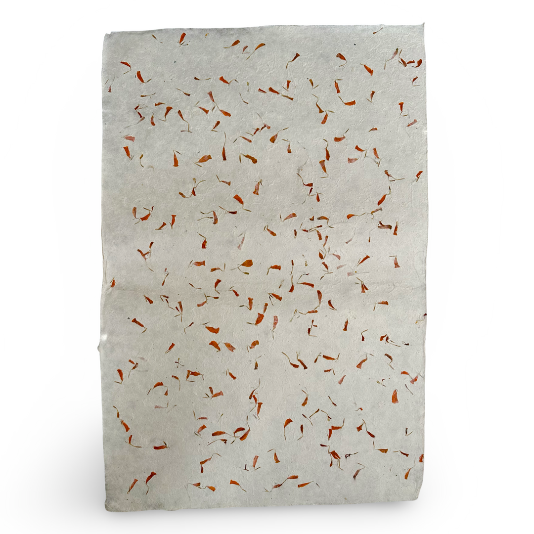 Handgeschöpftes Lokta-Papier mit echten Ringelblumen