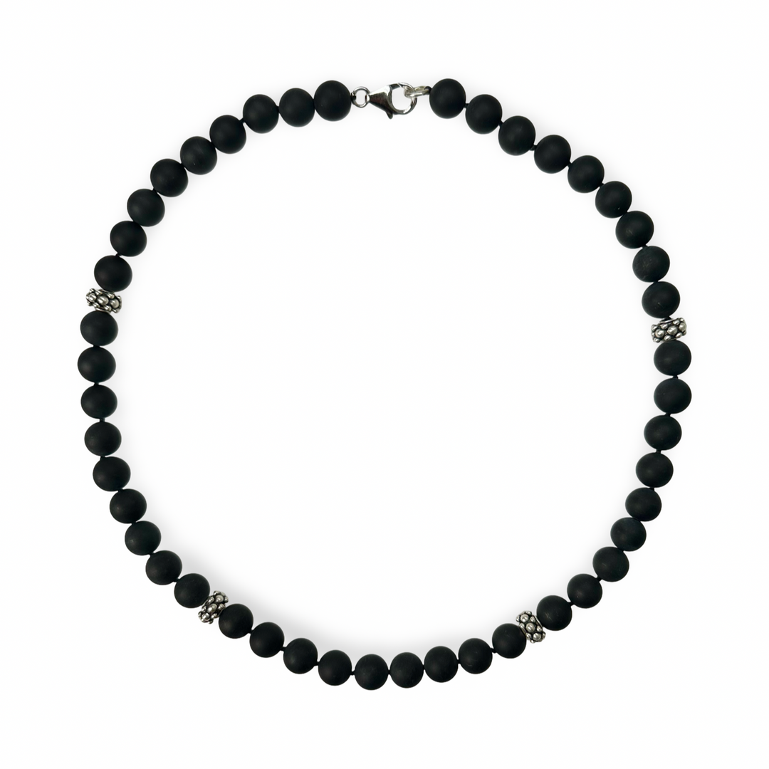 Collier en onyx avec perles en argent