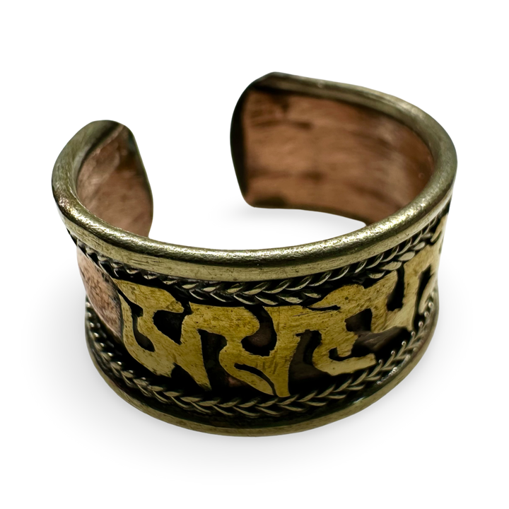Anello mantra regolabile in rame e ottone