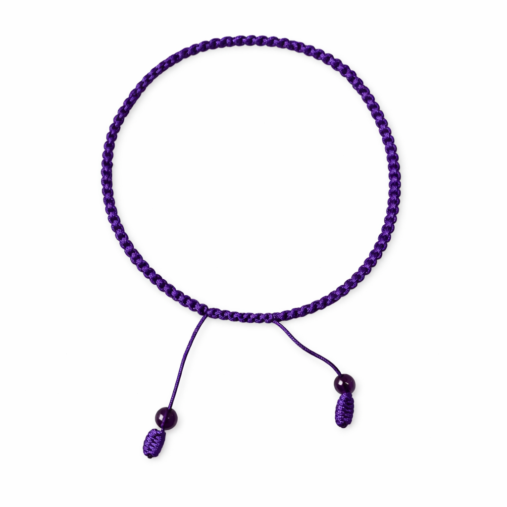 Bracciale viola annodato a mano 