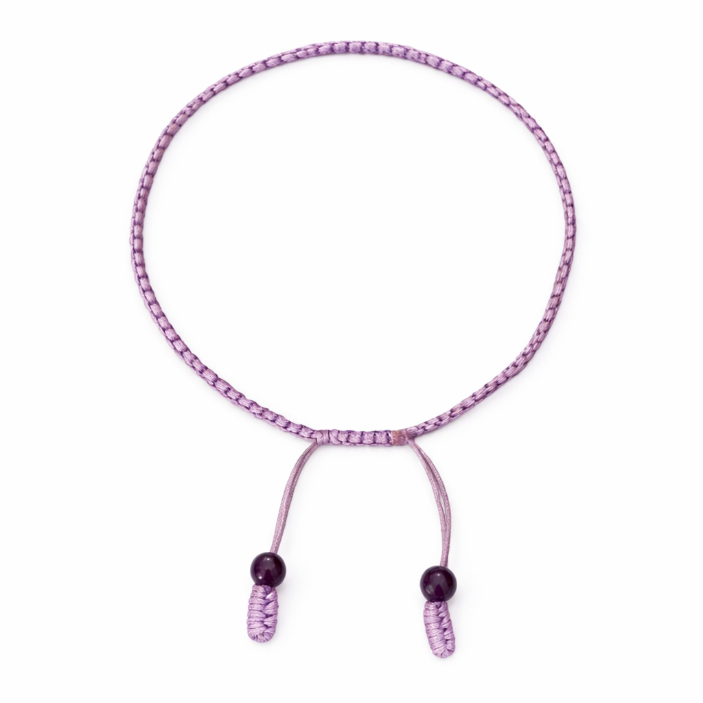 Bracciale viola annodato a mano 