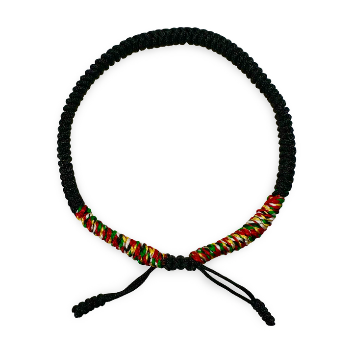 Bracelet porte-bonheur tibétain noir aux couleurs tibétaines 