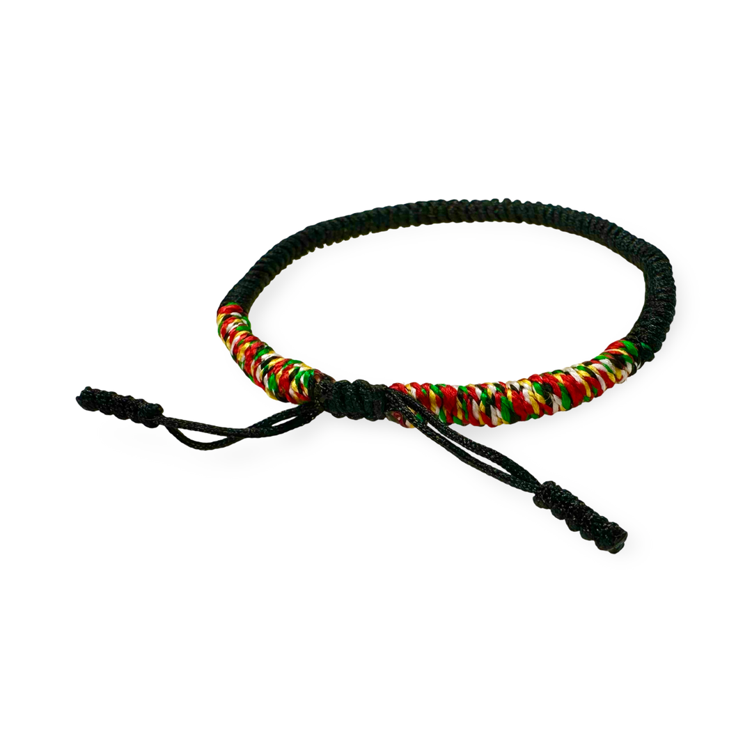 Bracelet porte-bonheur tibétain noir aux couleurs tibétaines 