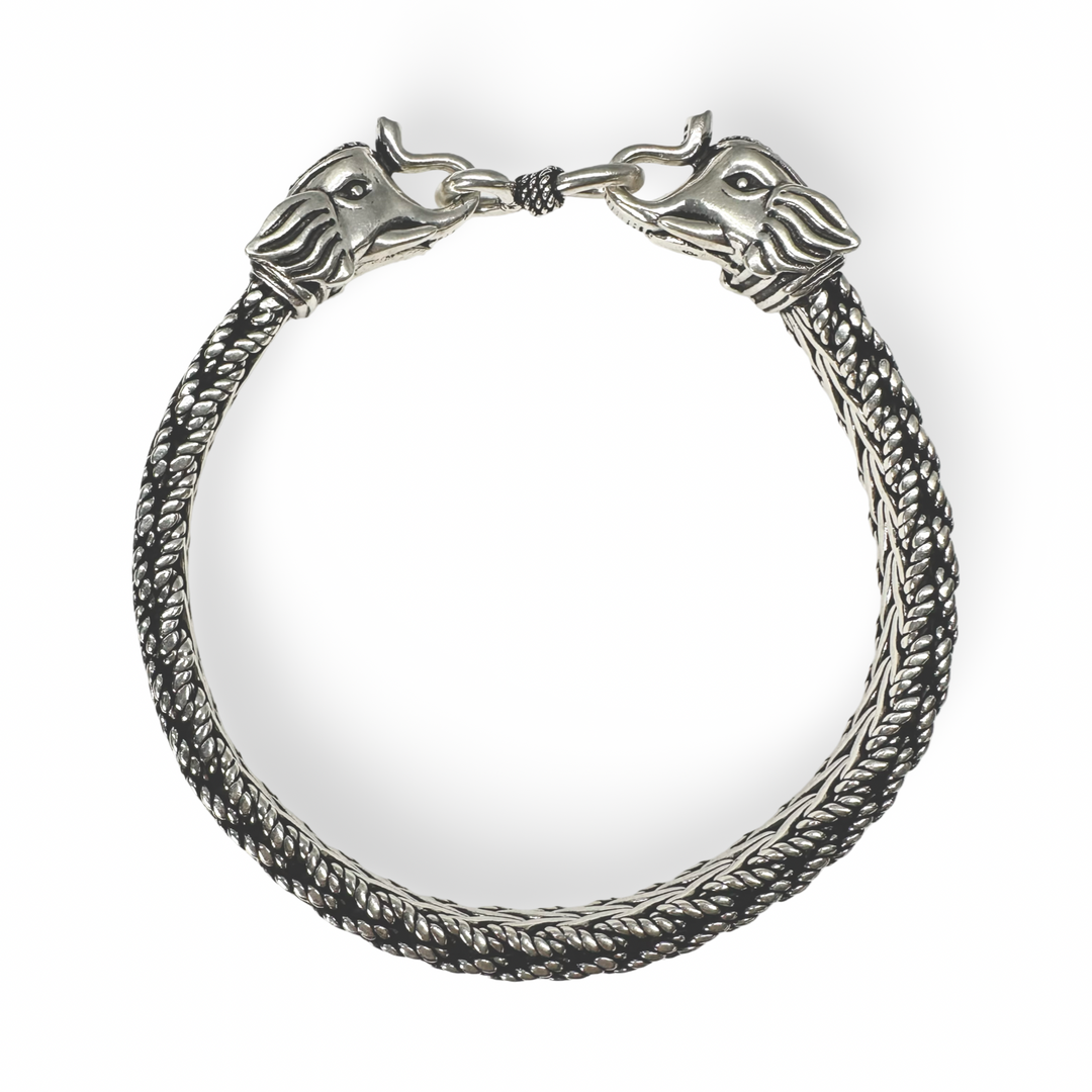 Bracciale massiccio a forma di serpente elefante in argento