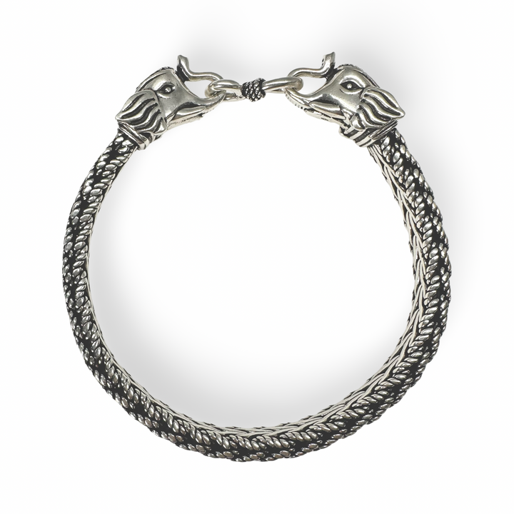 Bracciale massiccio a forma di serpente elefante in argento