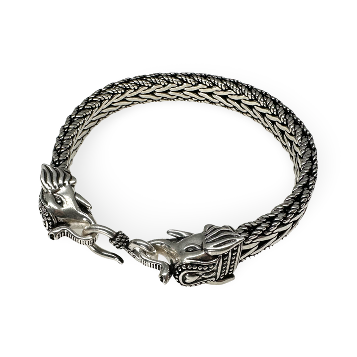 Bracciale massiccio a forma di serpente elefante in argento
