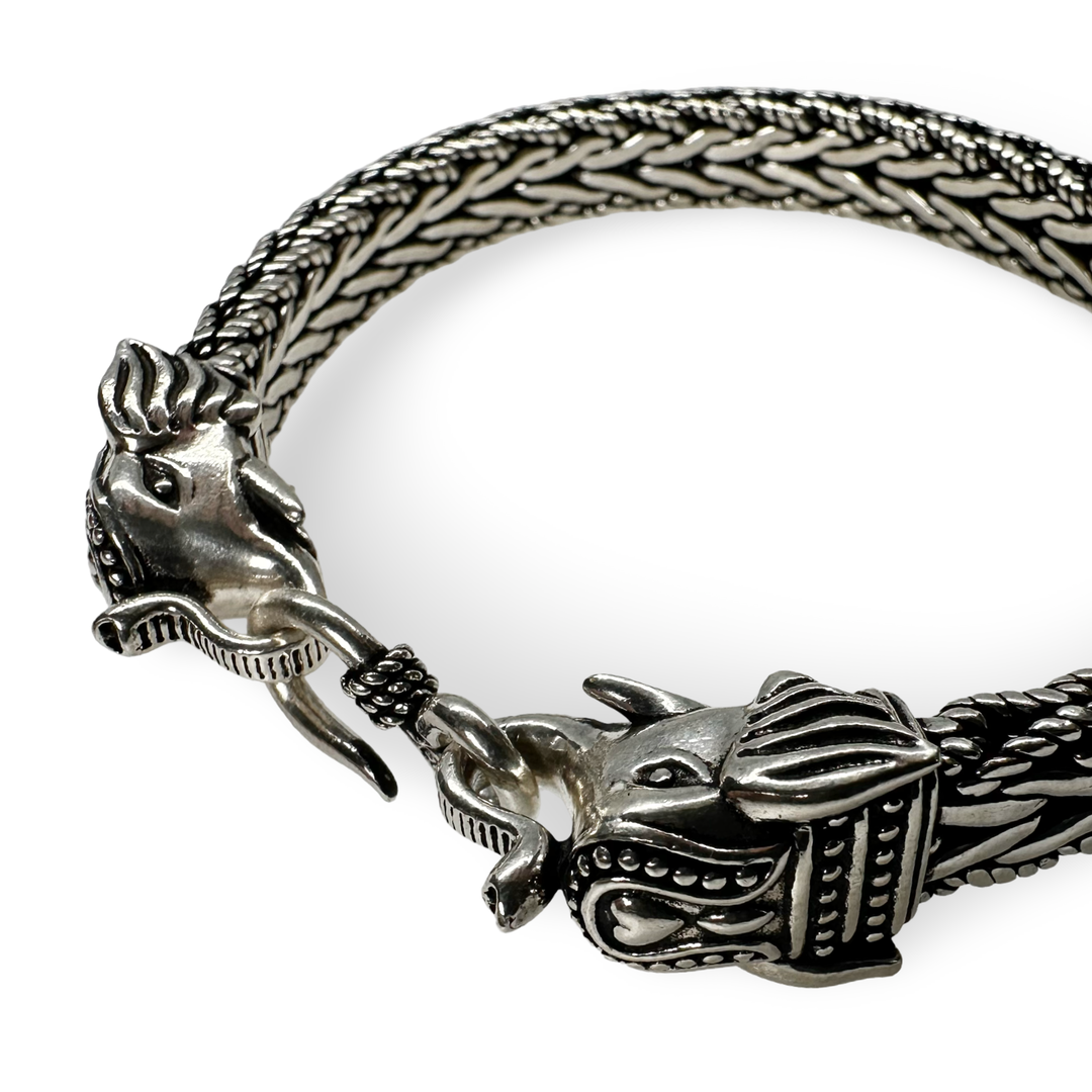 Bracciale massiccio a forma di serpente elefante in argento