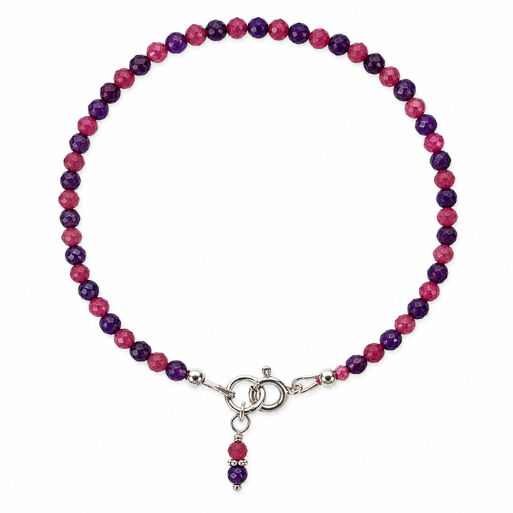 Bracelet Mala en Améthyste et Tourmaline